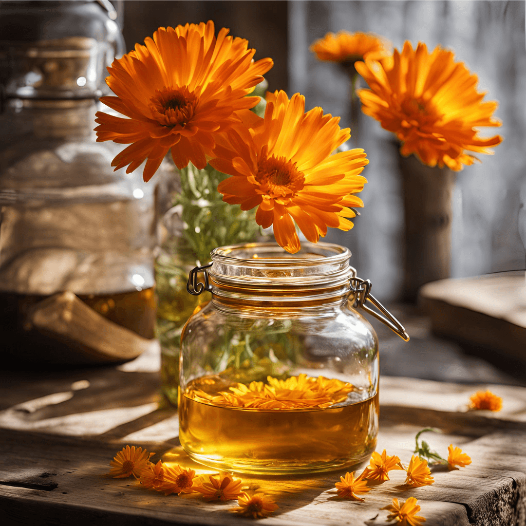 calendula oil extract with flowers