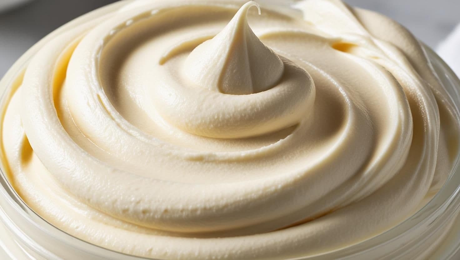 Close-up of smooth, whipped body butter texture